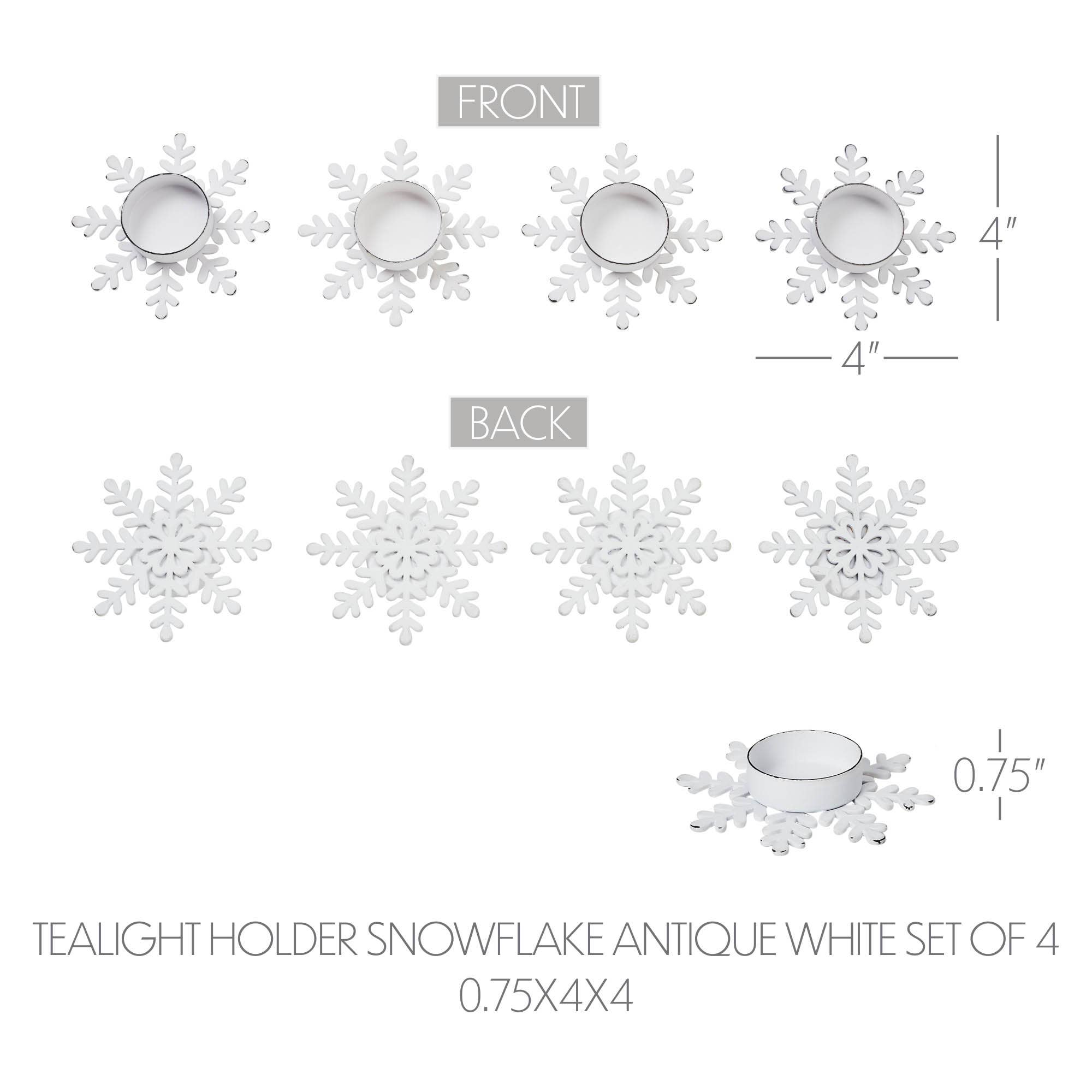 Tealight Holder Snowflake Antique White