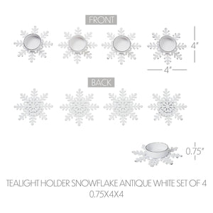 Tealight Holder Snowflake Antique White