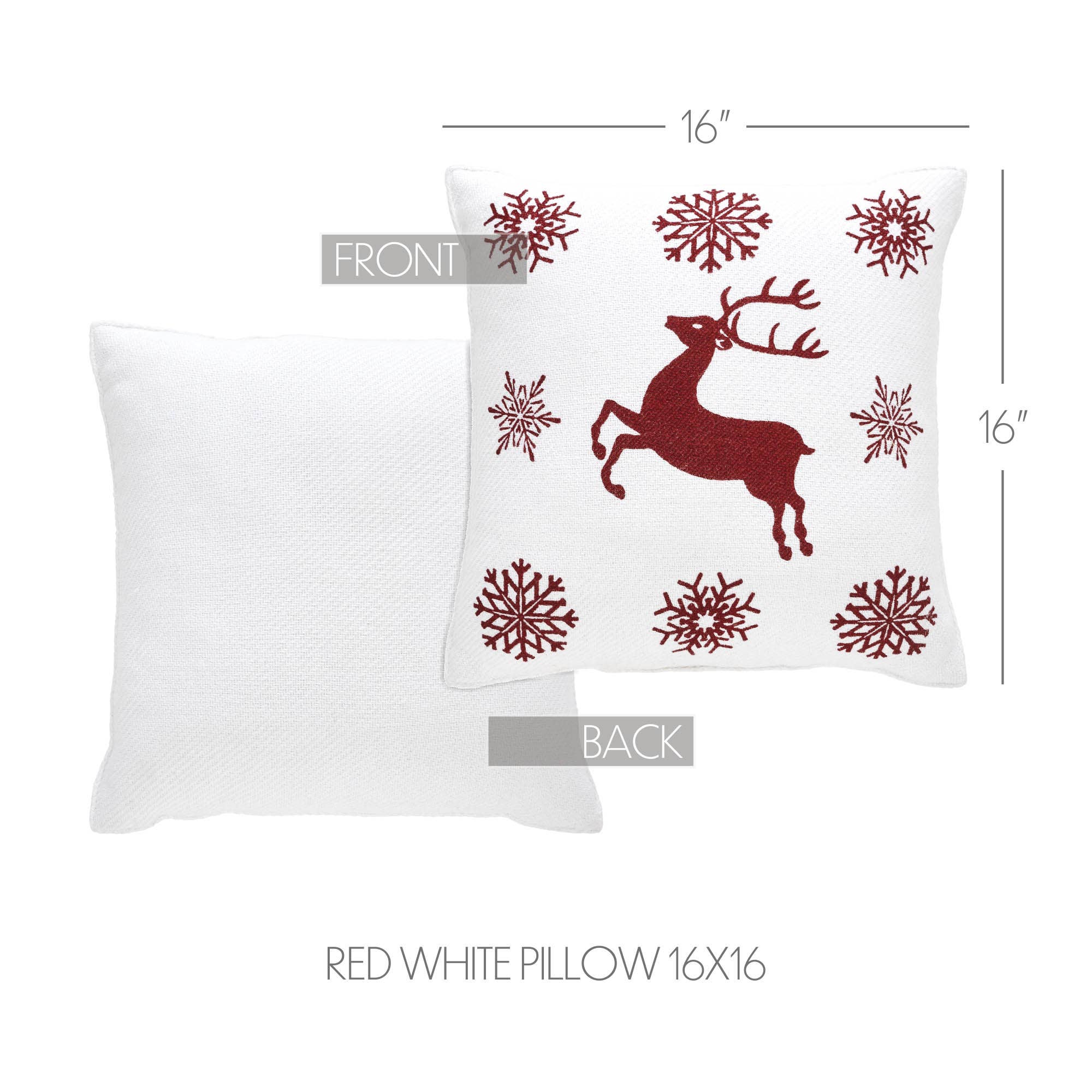 Scandia Snowflake Red White Pillow 16"x16"