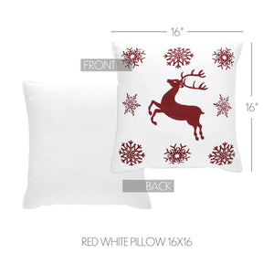 Scandia Snowflake Red White Pillow 16"x16"