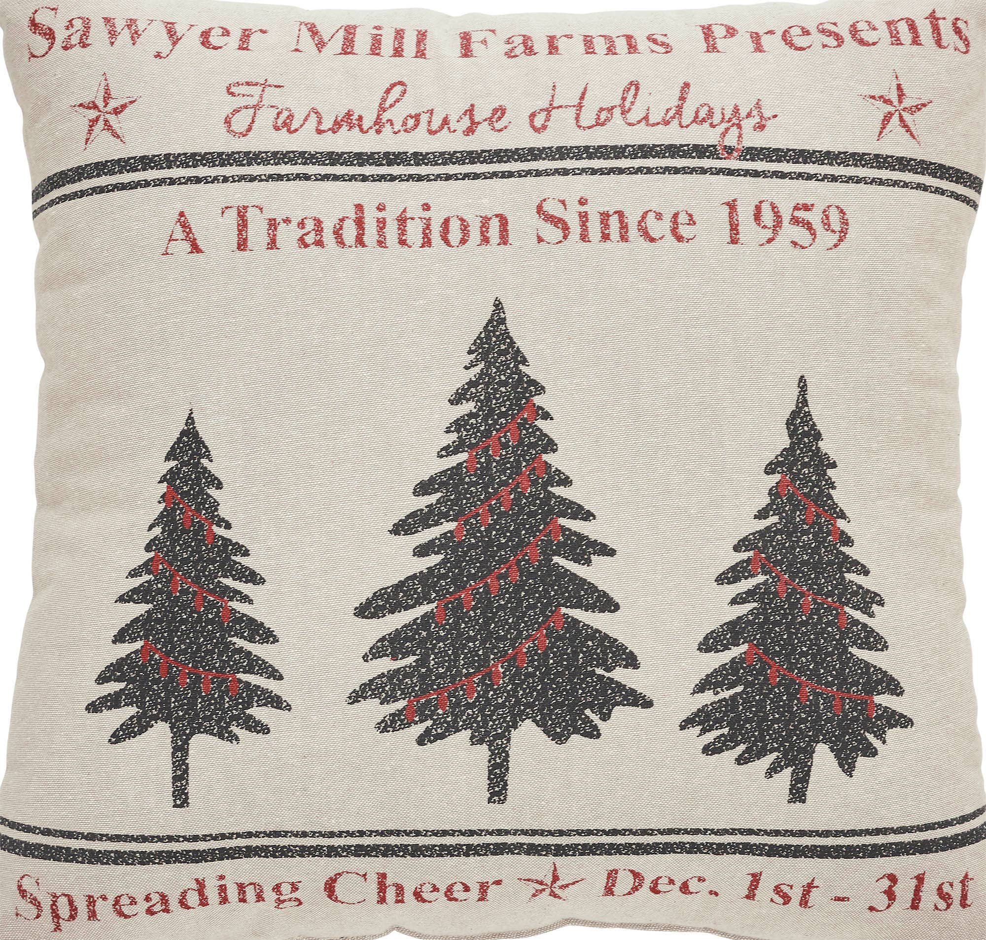 Sawyer Mill Holiday Tree Pillow 18"x18"