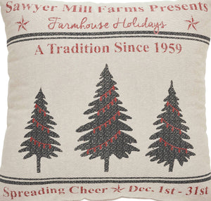 Sawyer Mill Holiday Tree Pillow 18"x18"