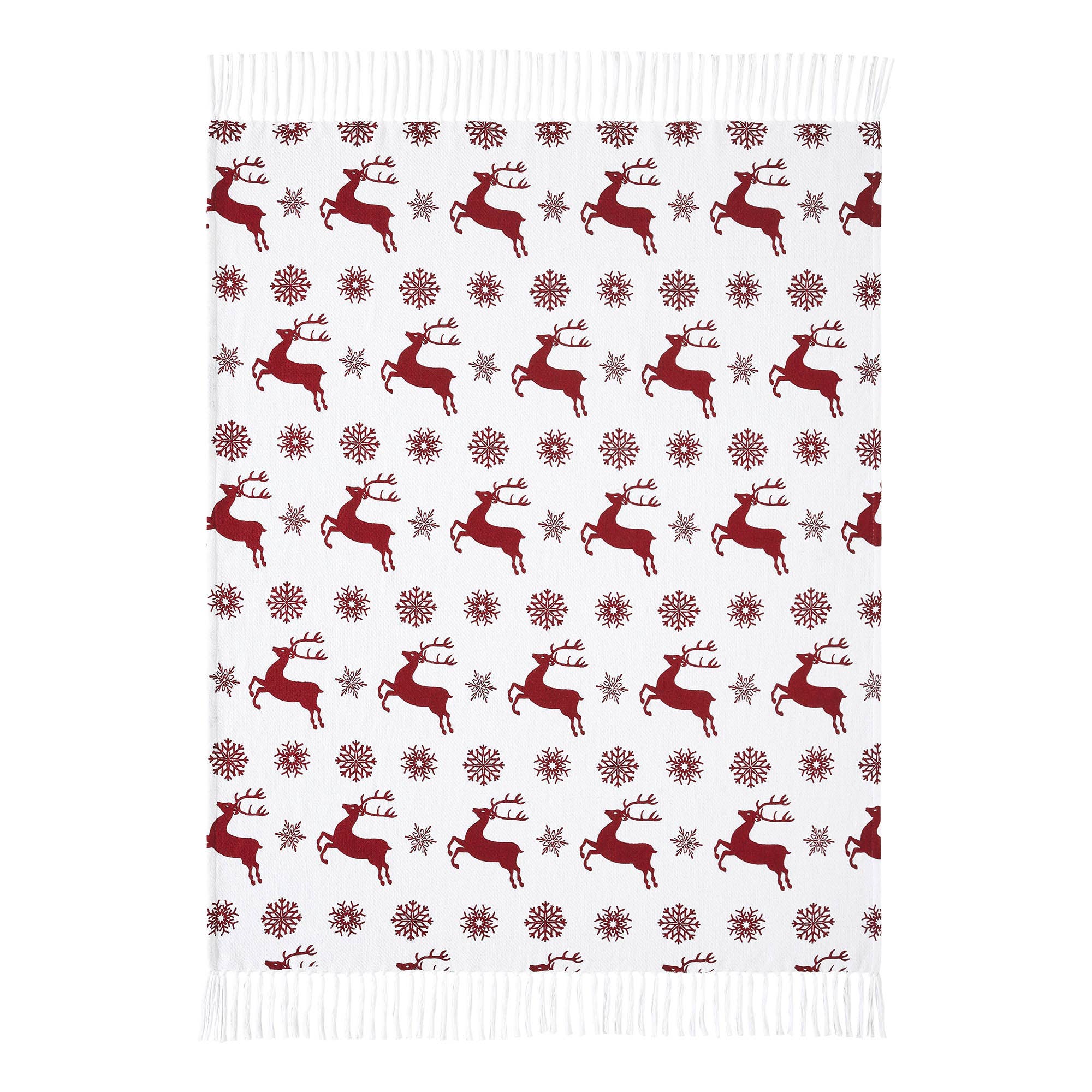 Scandia Snowflake Red White Woven Throw 50"x60"