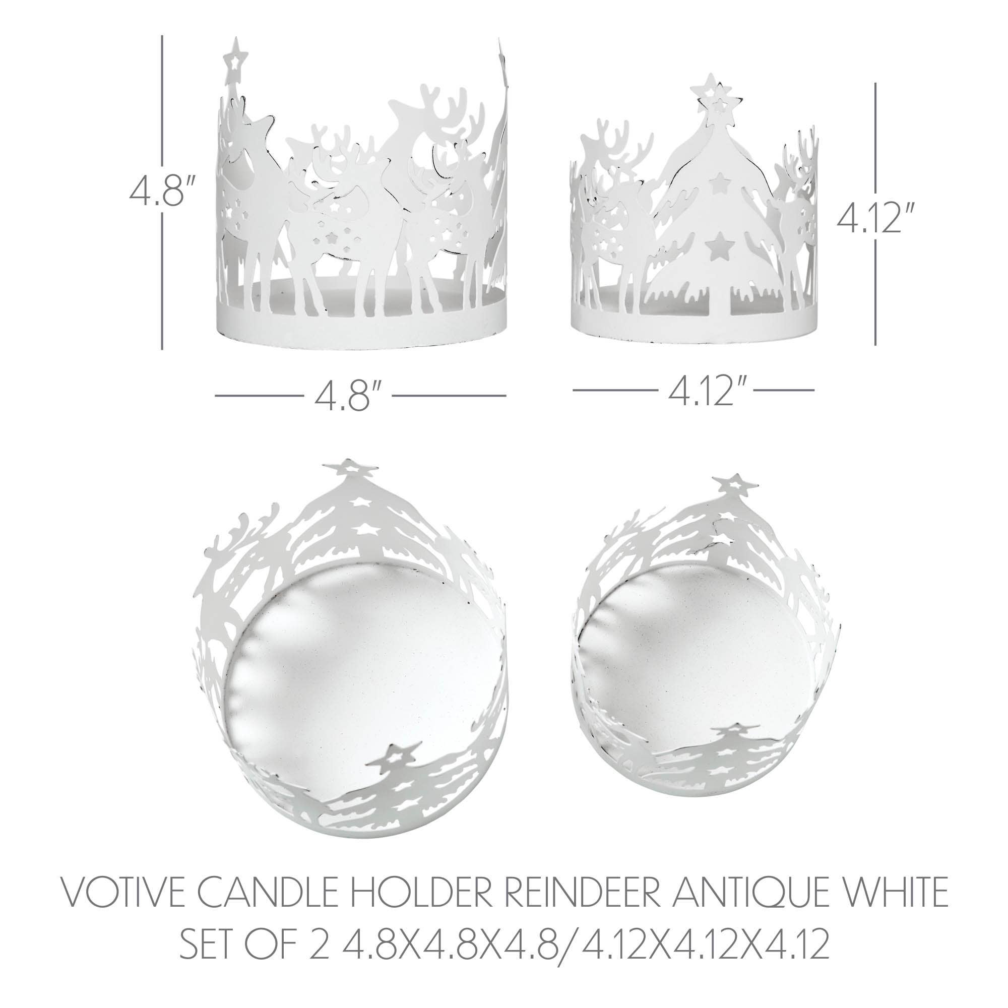 Votive Candle Holder Reindeer Antique White