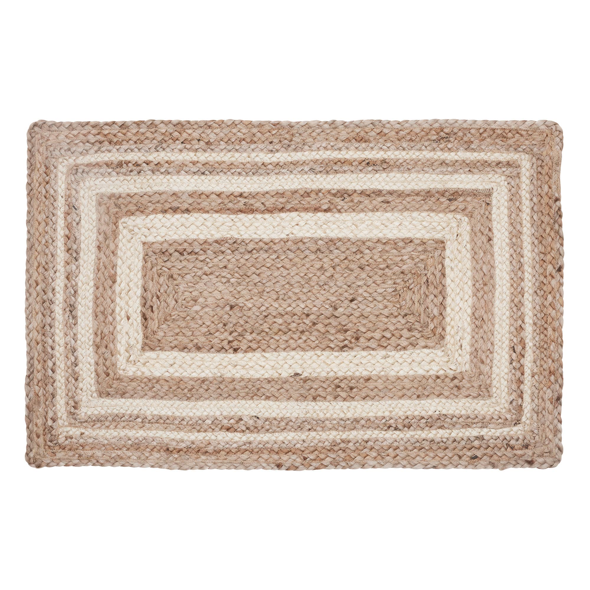 Natural & Creme Jute Rug Rect 20"x30"