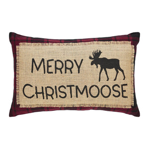 Red Black Plaid Merry Christmoose Pillow 14"x22"