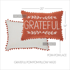 Grateful Pom Pom Pillow 14"x20"