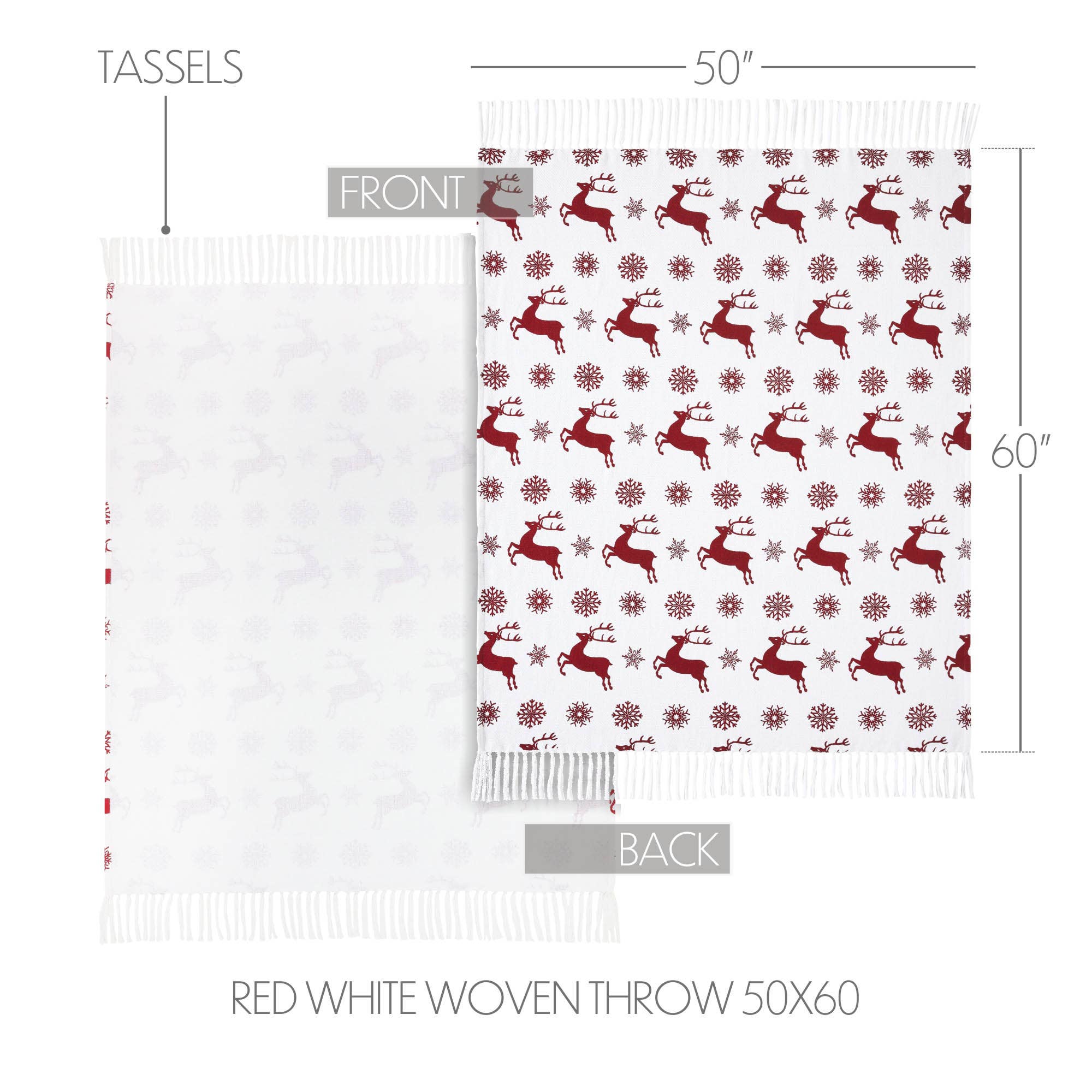 Scandia Snowflake Red White Woven Throw 50"x60"