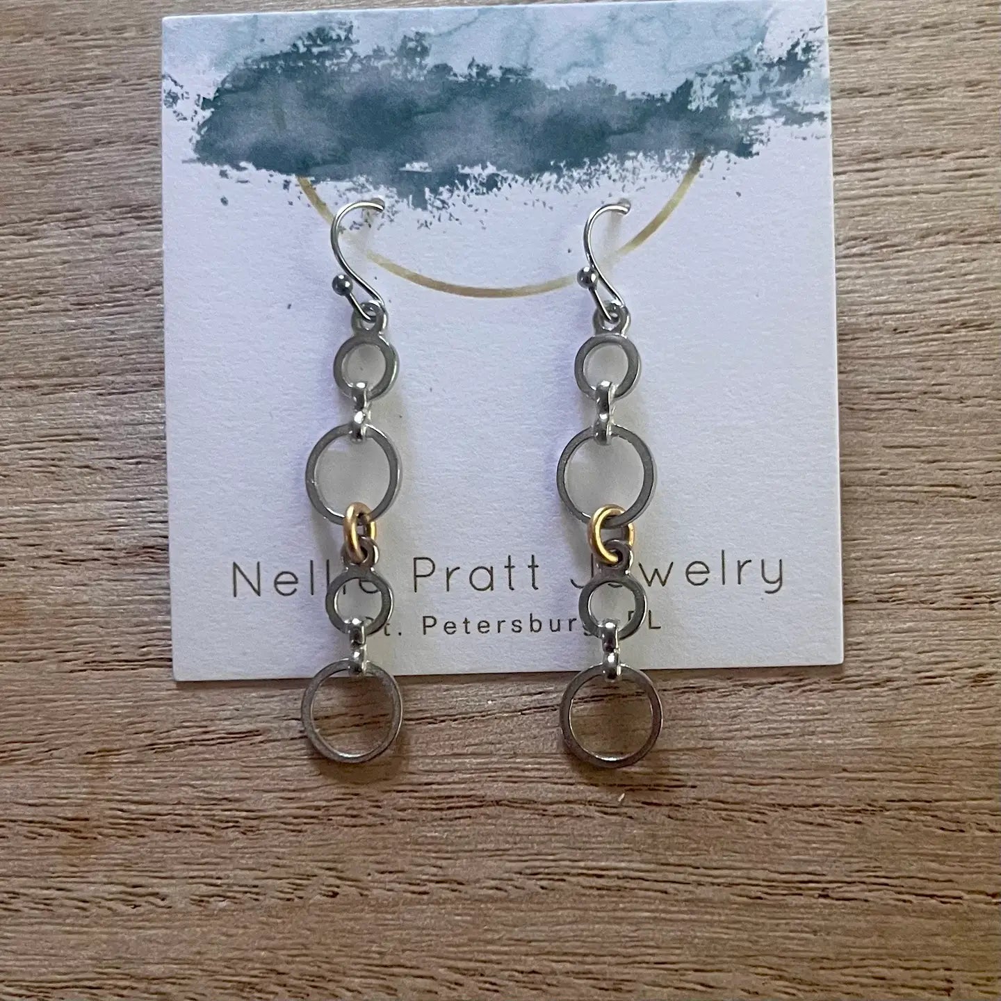 NELLIE PRATT DEMI CIRCLET SILVER DANGLE EARRINGS