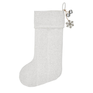 Yuletide Burlap Antique White Snowflake Stocking 12"x20"