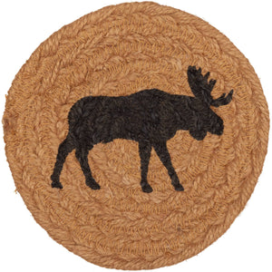 Cumberland Stenciled Moose Jute Coaster Set of 6