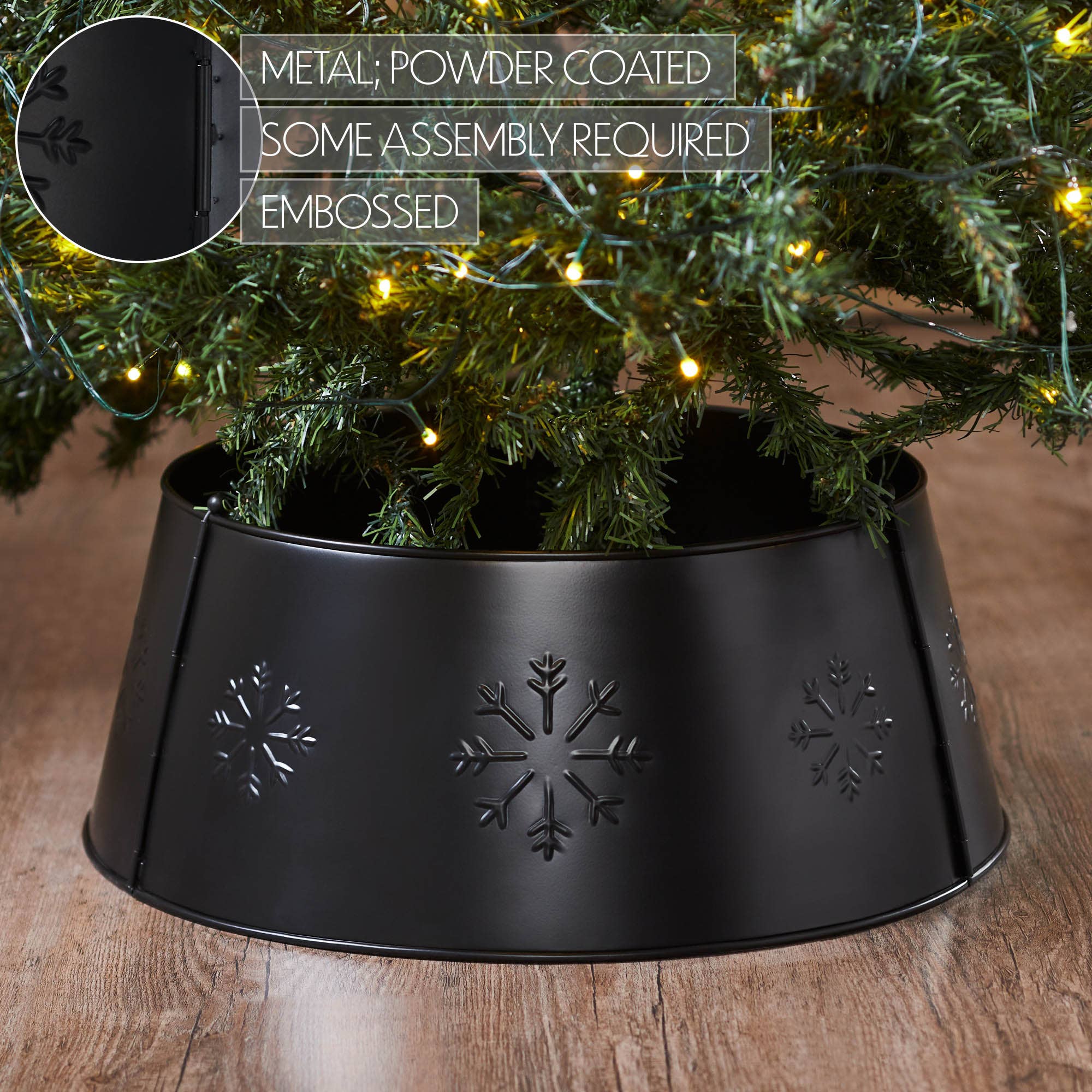 Snowflake Christmas Tree Collar Metal Charcoal 8x20x20