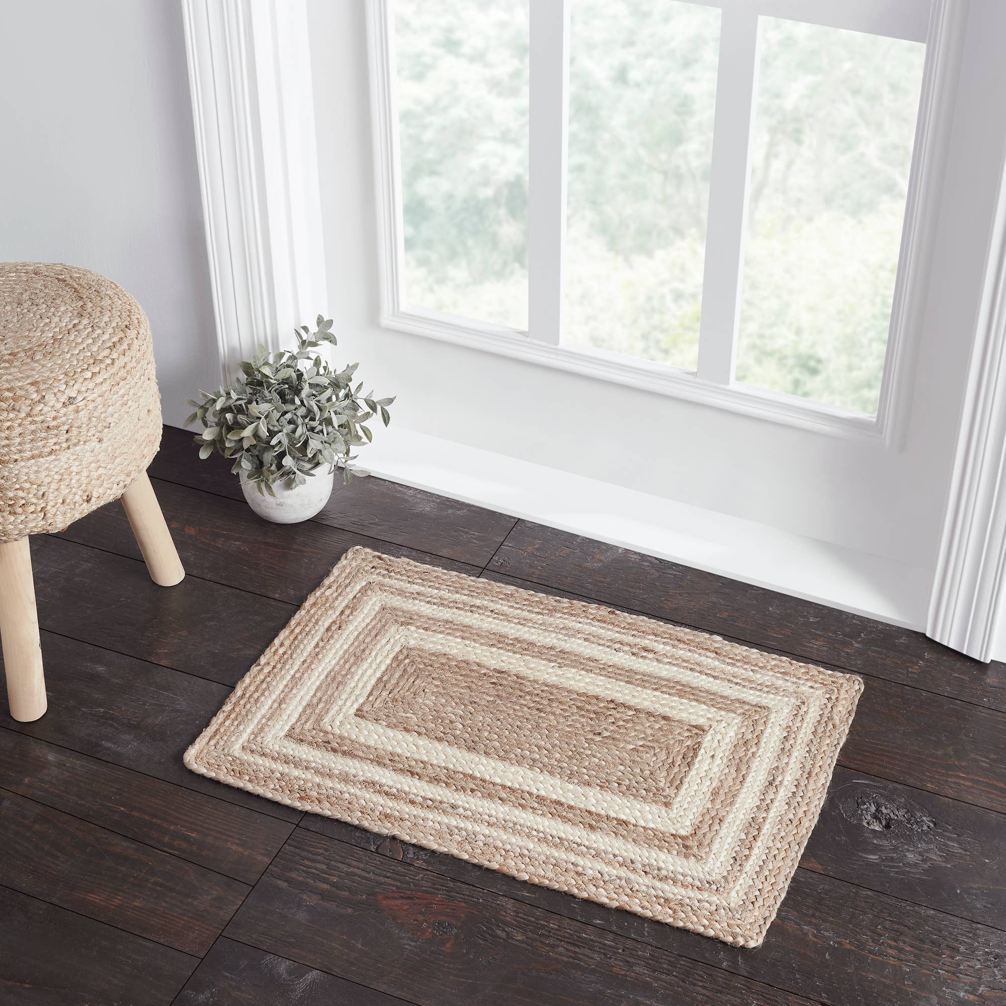 Natural & Creme Jute Rug Rect 20"x30"