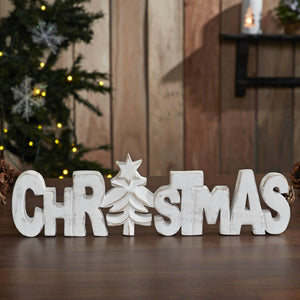 CHRISTMAS Carved Wooden Sign 15x4.25x1