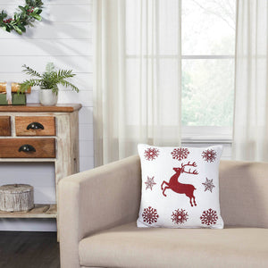 Scandia Snowflake Red White Pillow 16"x16"