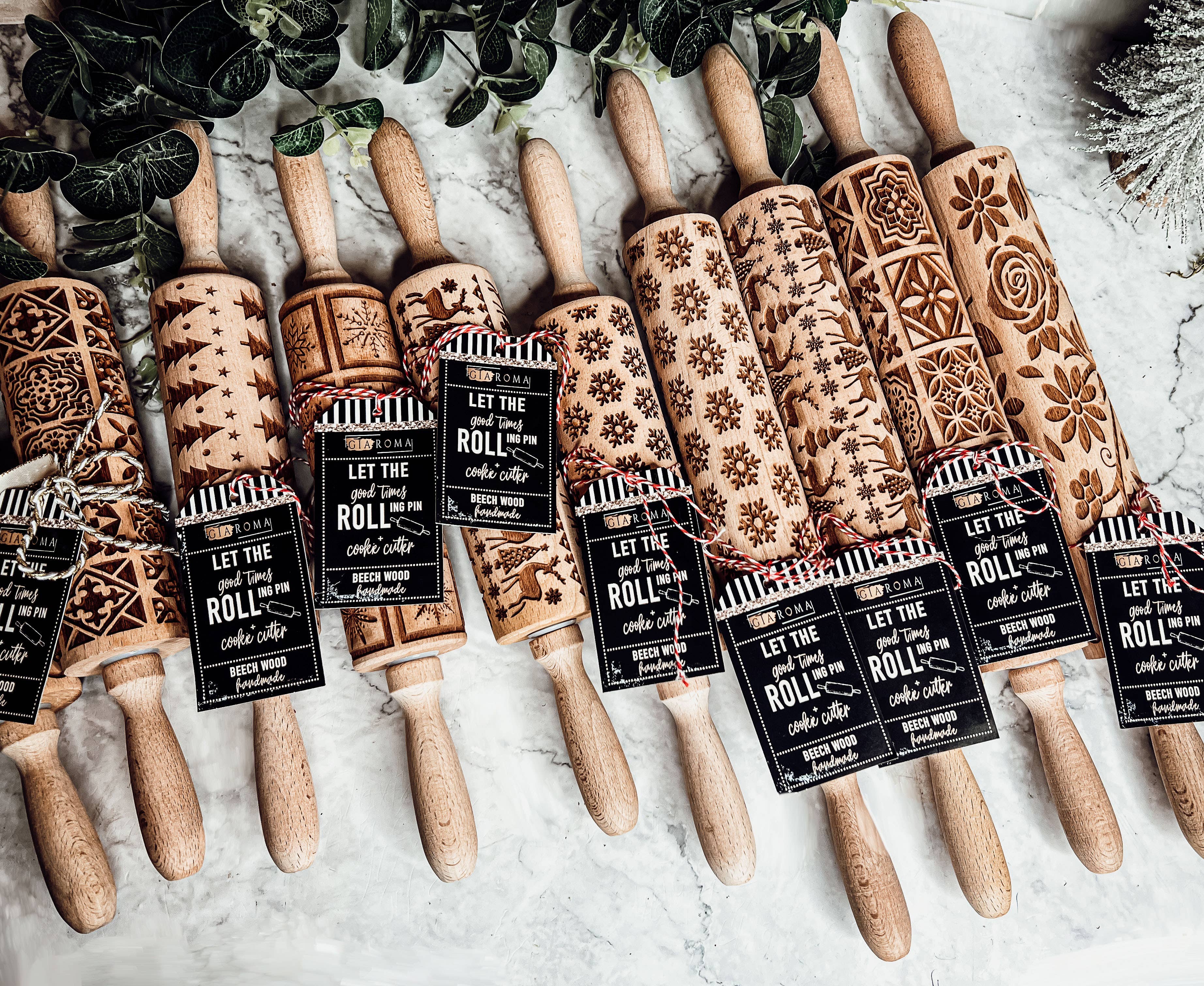 Wood Rolling Pins for Cookies & Baking Gift, Holiday Kitchen