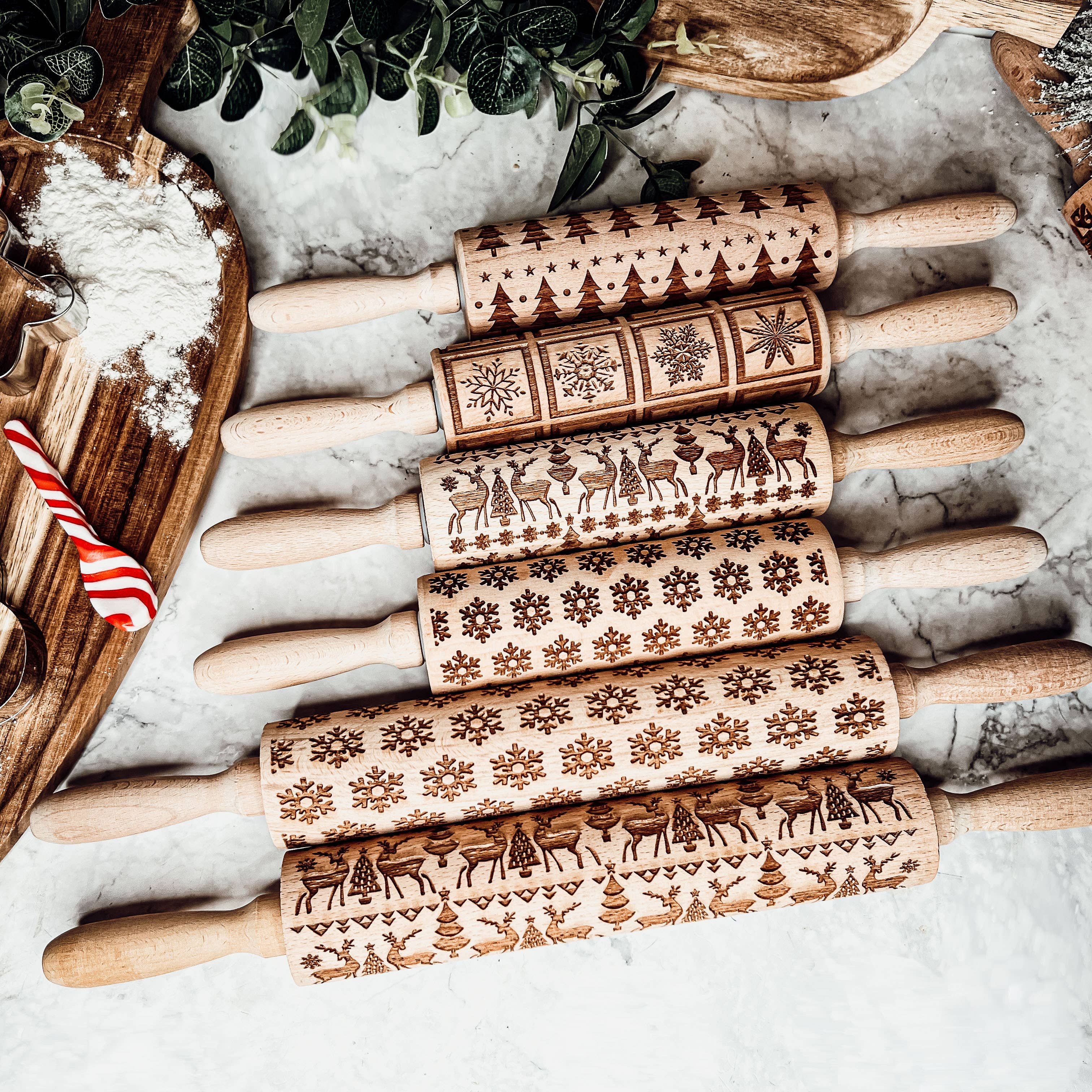 Wood Rolling Pins for Cookies & Baking Gift, Holiday Kitchen