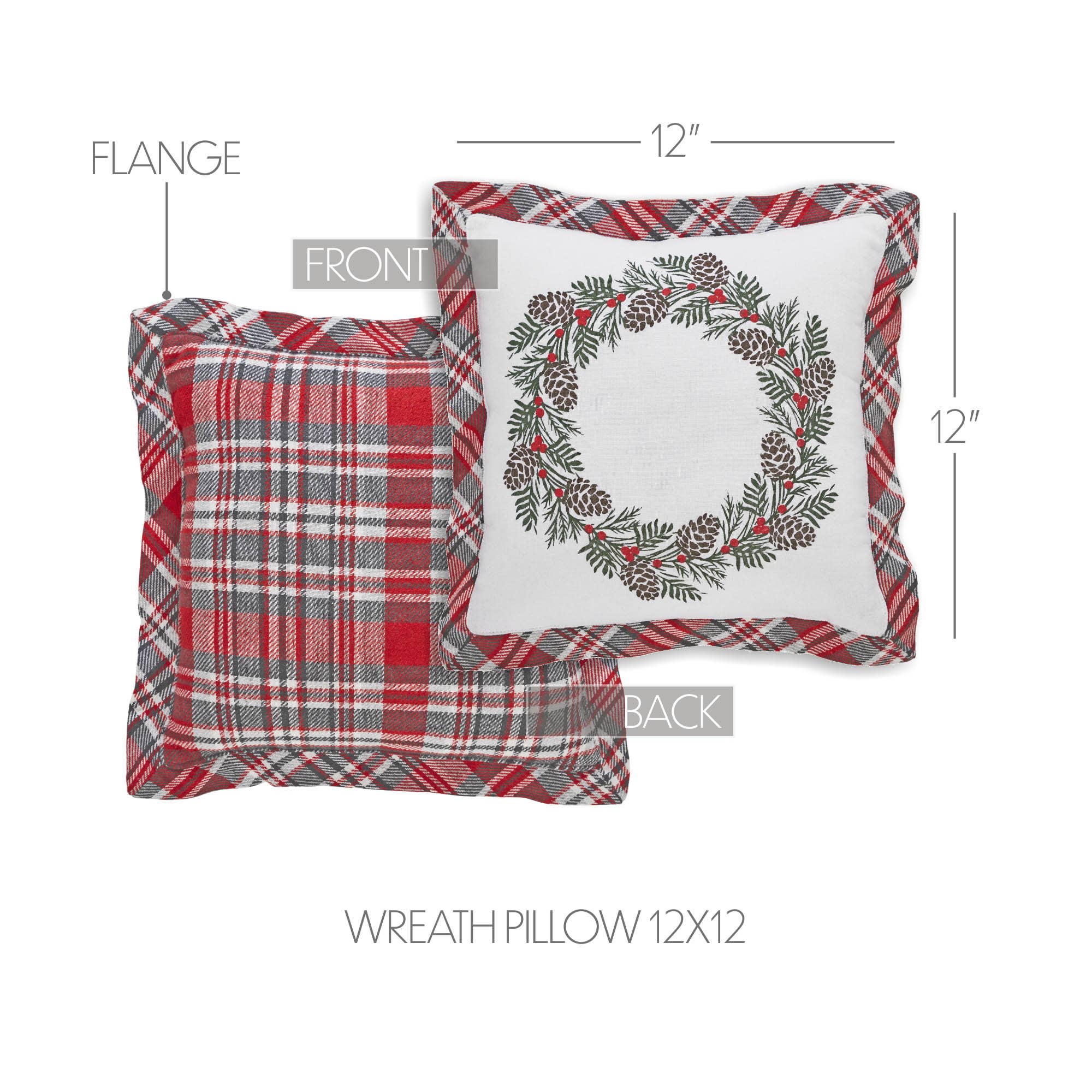 Gregor Plaid Wreath Pillow 12"x12"