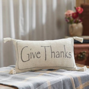 Harvest Blessings Give Thanks Woven Pillow 7"x13"