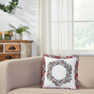 Gregor Plaid Wreath Pillow 12"x12"